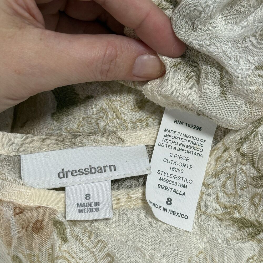 Vtg Dressbarn Maxi Dress 8 Floral Neutral Coquette Grandma Cottagecore Y2K 90s - Picture 9 of 10